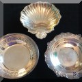 S37. Lot of three silverplate candy dishes. Each about 6”w - $36 
